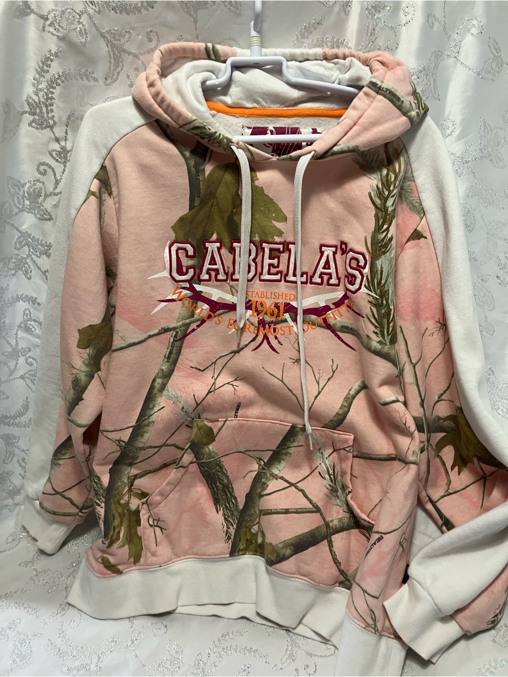 Cabela's Pink and White Camo Pullover Hoodie